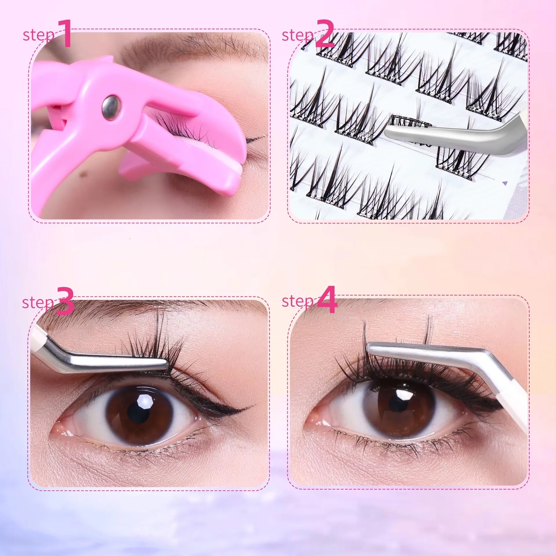 Glue-Free False Eyelashes – Star Eye Segmented DIY Lash Extensions, Lightweight & Reusable, Easy Apply Multiple Styles