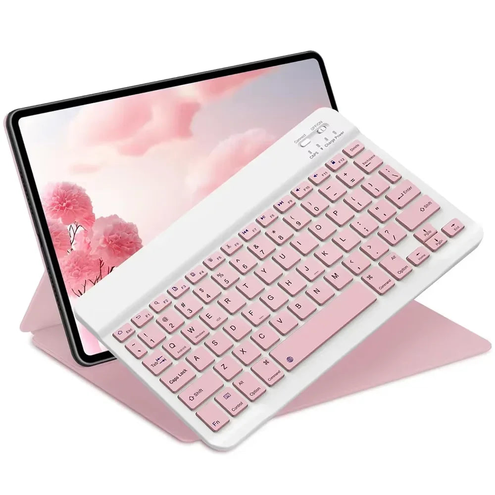Bluetooth Keyboard for iPad 10th Generation iPad Pro 13 12 11 10 9 8 7 Inch iPad Air 13 11th iPad Mini Samsung Xiaomi Tablets 10 Inch Pink