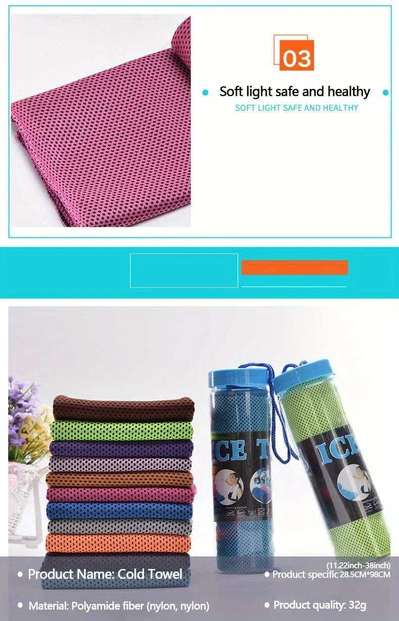 1-10pcs Cooling Towel Instant Relief Microfiber Cool Towels Chilling Neck Wrap Ice Cold Rags Sports Fitness Camping Hiking