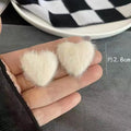 Korean Sweet White Plush Heart Hoop Earrings for Women Exaggerated Flocking C-Shaped Earrings Wedding Party Jewelry Gift 03