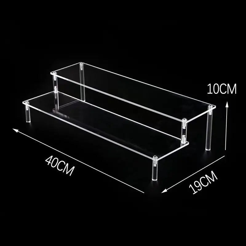 Tiered Display Stand with Clear or Wood Effect Shelves 2-40x10cm