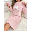 Women Flannel Velvet Nightdress Autumn Winter Thicken Warm Nightgown Heart Sleepwear Comfortable Female Causal Home Clothes