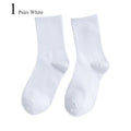 1/6 Pairs Women Mid-Tube Socks Solid Colour Autumn Winter Breathable Comfortable Sport Sweat Absorbent Man And Women's Socks 1 Pairs White One Size