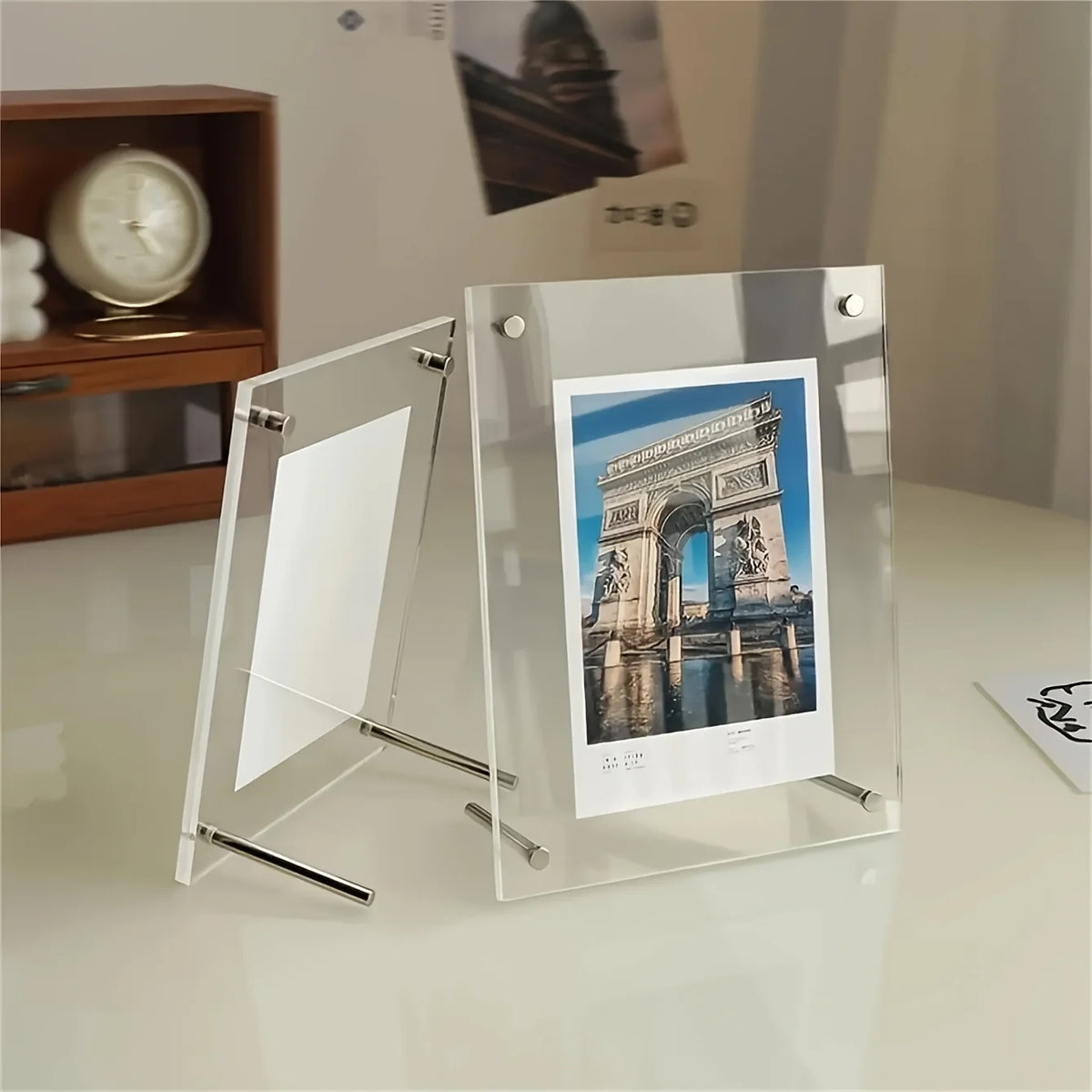 Acrylic Photo Frame with Metal Legs for Desktop Displays