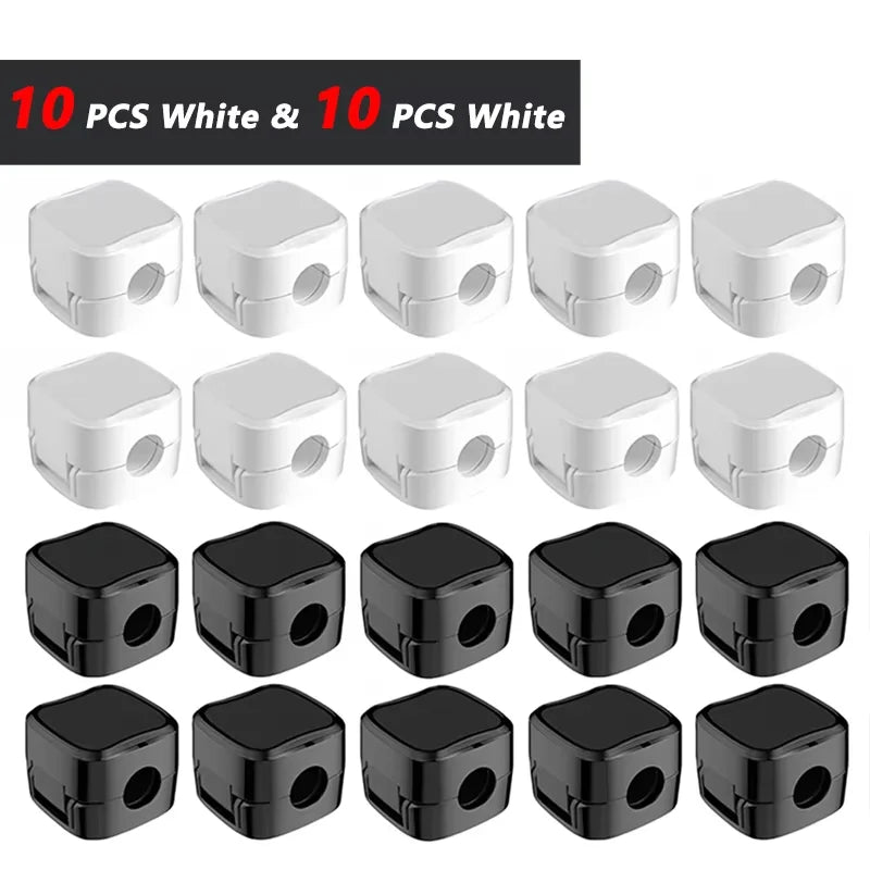 Magnetic Cable Clip Cable Holder,Adhesive Wire Keeper Cord Cable Organizer ,Usb Charging Line Winder For Office Desktop Home 10 Black 10 White