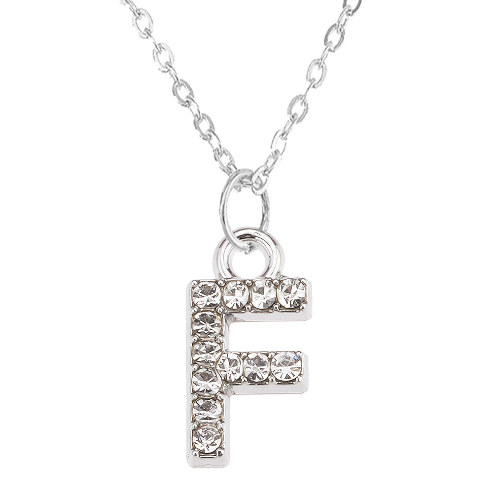 Fashion Shining A-Z Letter Pendant Charm Necklace 26 Initial Alphabet Name Clavicle Chain Party Valentine's Day Jewelry Gift F