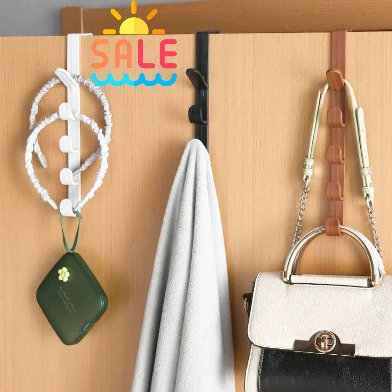 Plastic Over Door Hook Rack for No Drill Bag and Hat Storage