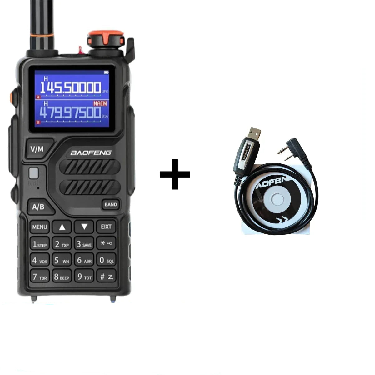 Baofeng UV K5 Plus 10W Tri-Band Long Range Ham Radio Add Cable