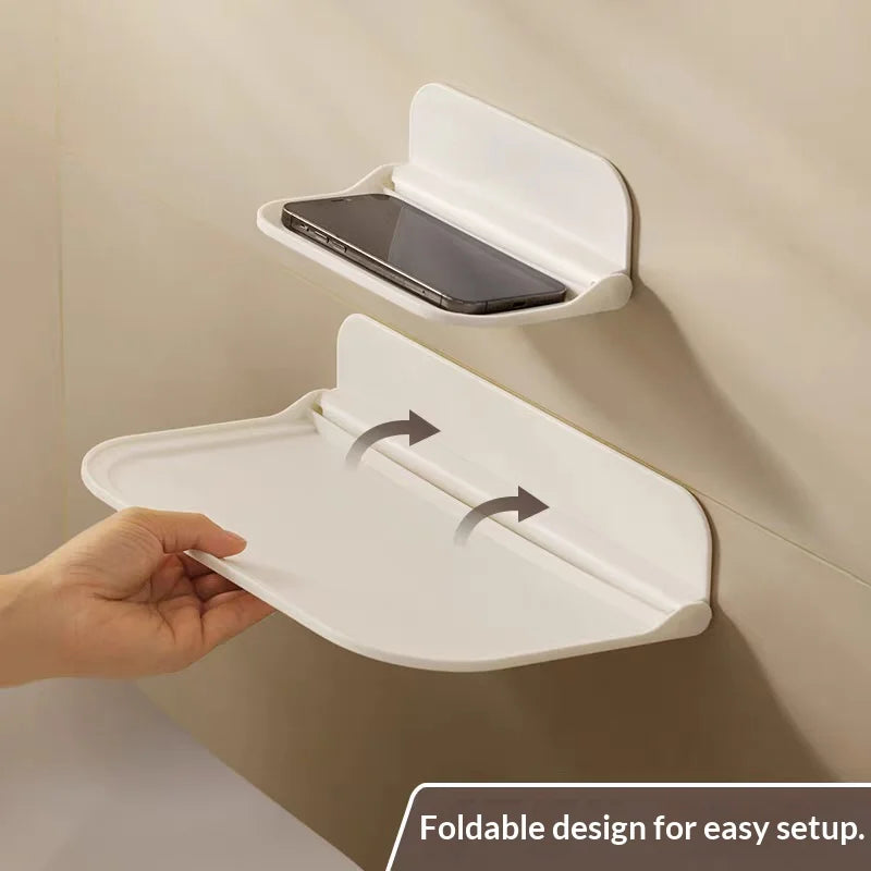 Small Foldable Wall Shelf for Bedside Phone and Glasses Storage