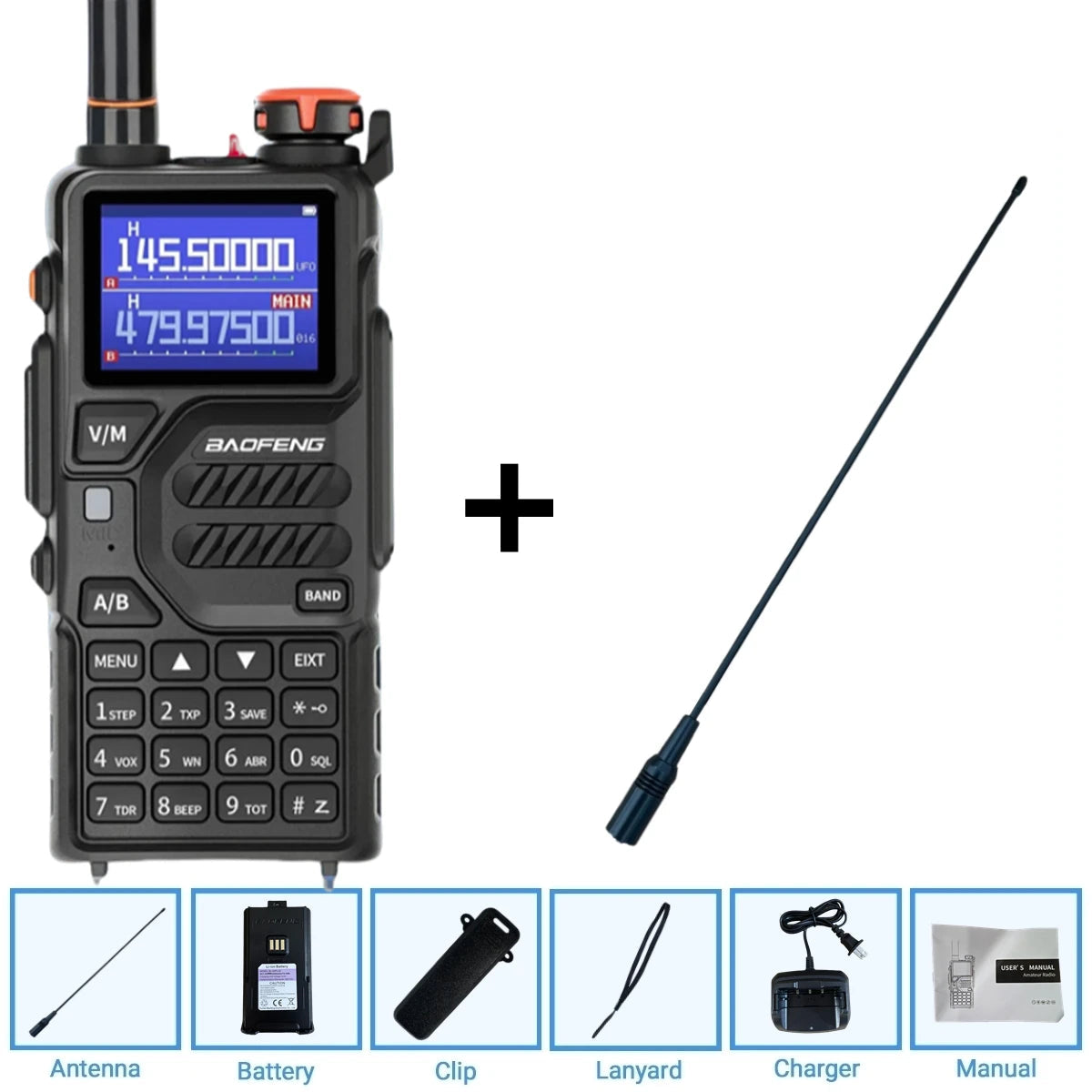 Baofeng UV K5 Plus 10W Tri Band Long Range Ham Radio Add 771 Antenna