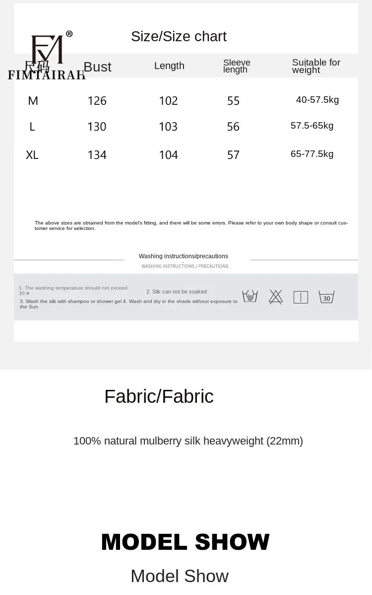 FIMTAIRAH 6A 22MM 100% Silk Nightdress Real Silk Nightgown Women long plus large size Sleepwear Pajamas robe