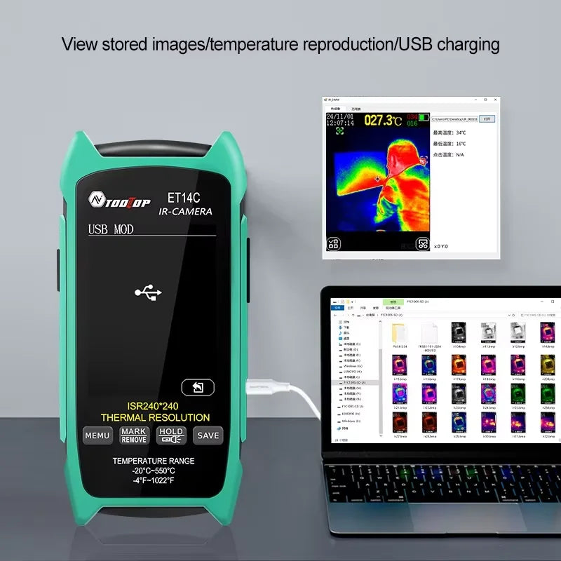 TOOLTOP ET14C 2.8inch Thermal Imager 25Hz Home Thermal imaging Camera ISR240x240 Thermography with Stand Electrical Fault Detect