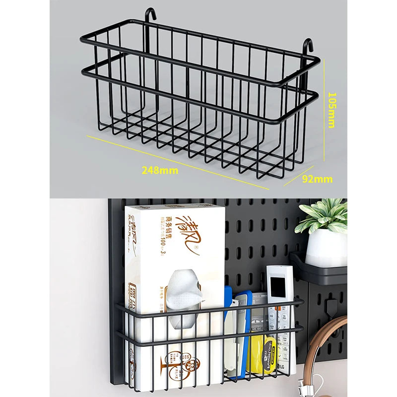 Gaming Room Pegboard Storage for Desk Accessories and Display Black Basket-3