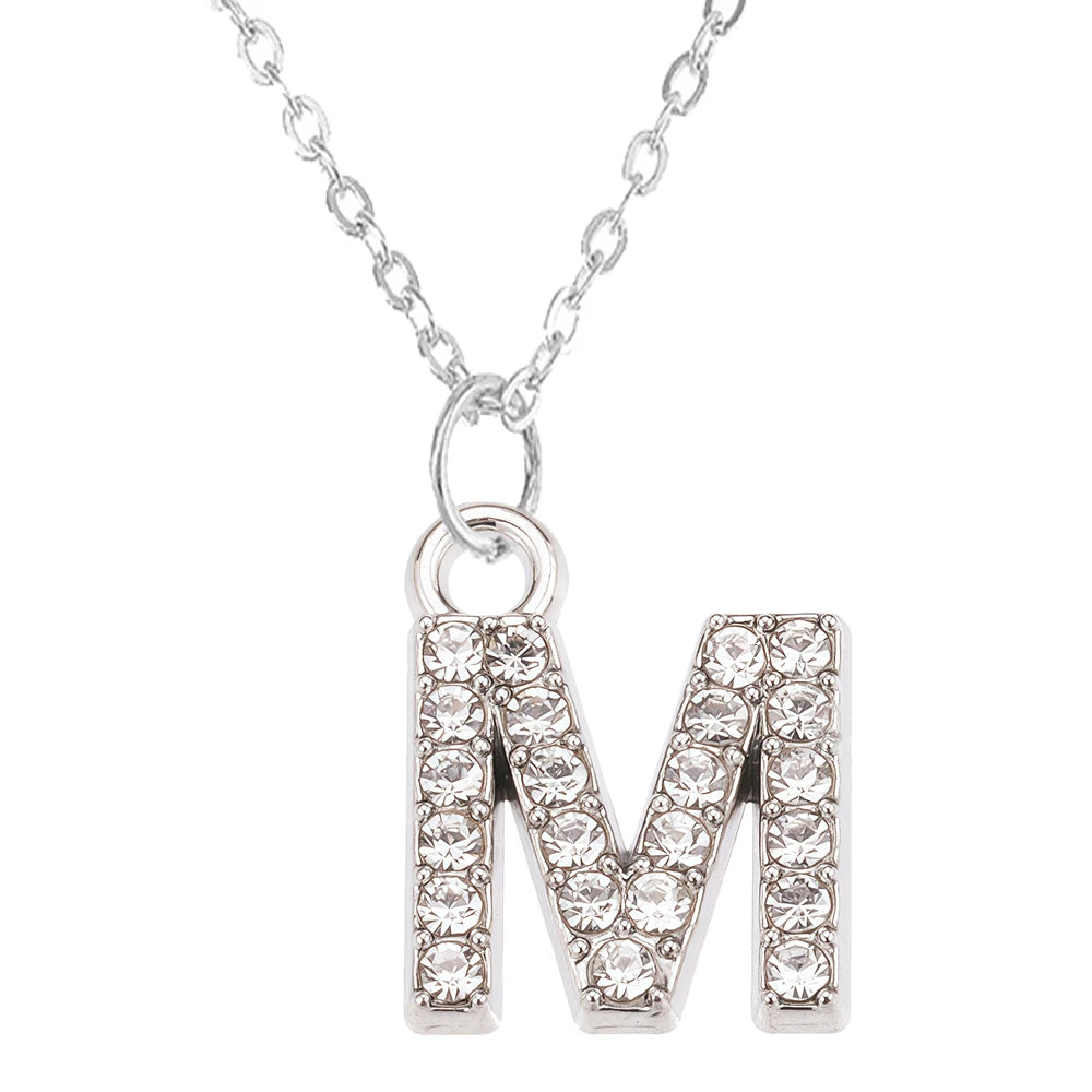 Fashion Shining A-Z Letter Pendant Charm Necklace 26 Initial Alphabet Name Clavicle Chain Party Valentine's Day Jewelry Gift M