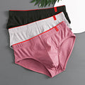 1/3PCS Men Briefs Mid Waist Elastic Soft Breathable Anti-septic U Convex Striped Solid Color Casual Men Underpants underwear men 3PC3220-2