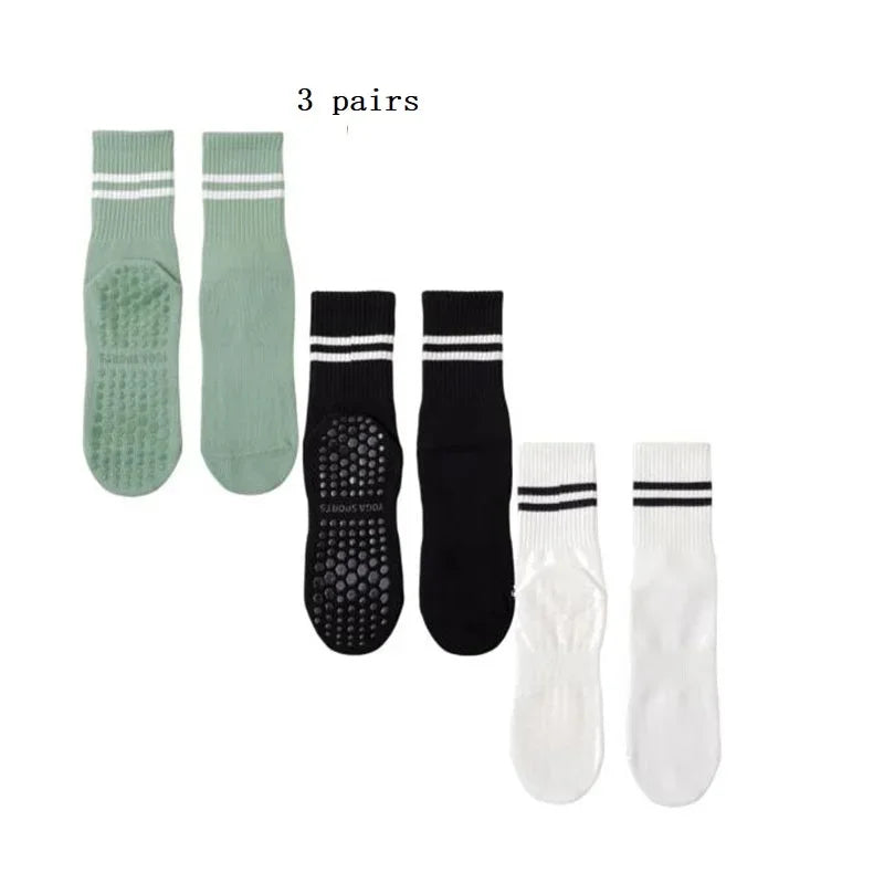 1/3/6/10 Pair Anti Slip Yoga Socks Female Medium Tube Socks lady Anti Slip Silicone Indoor Fitness Pilates Women's Sports Socks color-5