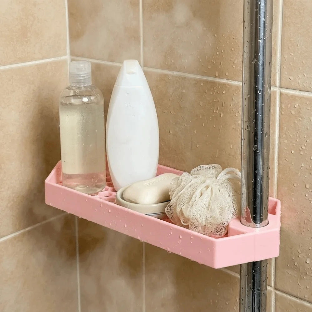 ABS Shower Pole Storage Tray with Honeycomb Drainage Base