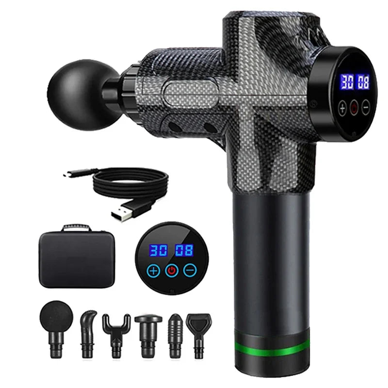 30 Levels Deep Muscle Massage Gun Electric Percussion Pistol Massager For Body Neck Back Leg Fitness Tool Fiber Type C Charge