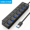 4/7-Port USB 3.0 Hub with LED Indicator Independent Switch Control for Laptop Flash Drive Hard Disk Printer Camera Keyboard