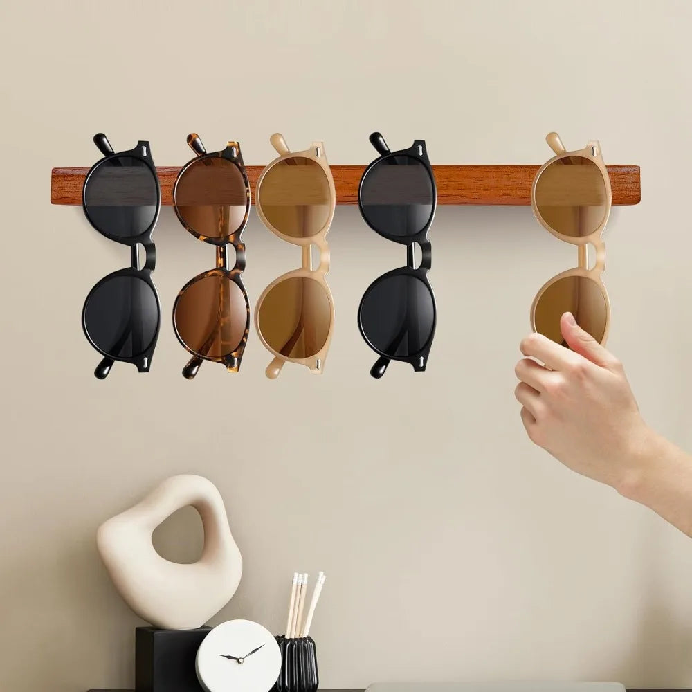 Solid Wood Wall Mounted Sunglasses Holder for Bedroom Storage