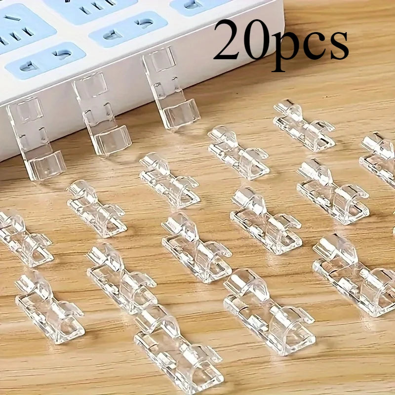 20/40pcs Clear Adhesive Cable Clips Non-punching Wire Organizer Buckle of Wire Holder Home Cable Tie Cables Orginazer Clip Cable 20pcs