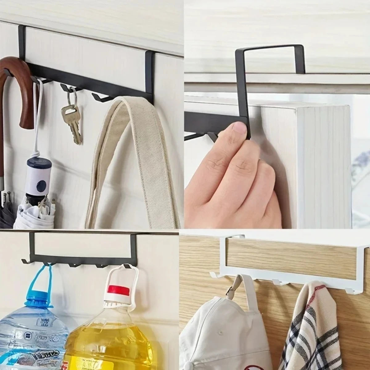 Five Hook Iron Over Door Rack for Bedroom Clothes Storage