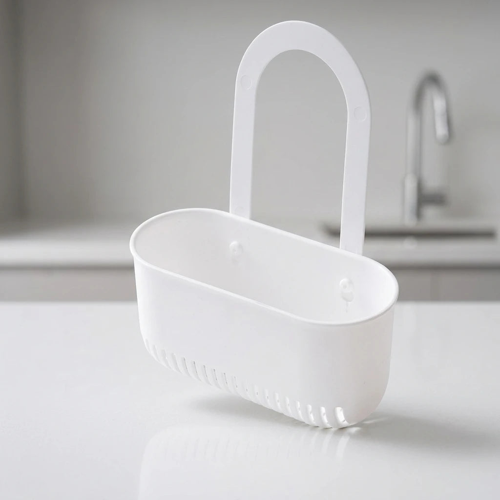 Plastic Kitchen Sink Drainer Basket Space Saving Storage Rack For Sponges Brushes