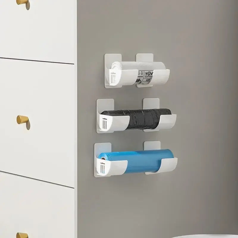 Pack of 4 No-Punch Storage Trays Cling Film Trash Bag Cabinet Storage Shelf Fridge Side Organiser