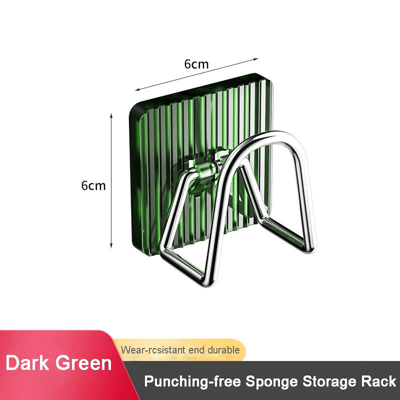 Acrylic Sink Sponge Holder Adhesive Sink Caddy Organizer Rack Storage Hook for Sponges Brushes Chopping Board Kitchen Accessorie Dark Green