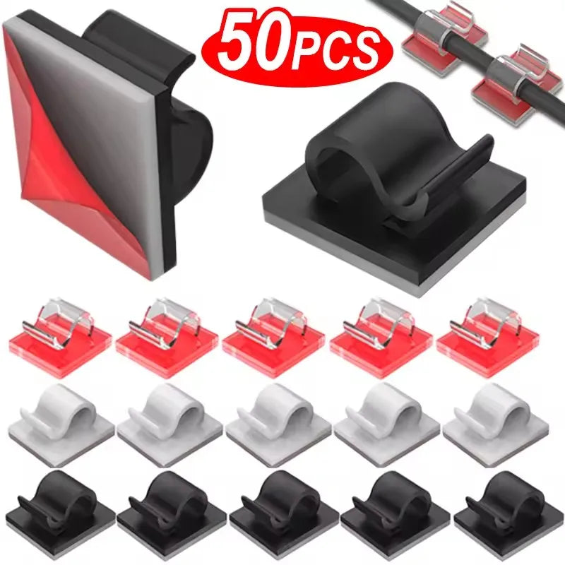 Self Adhesive Open Cable Holders for Desk Wire Routing