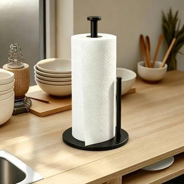 Kitchen Desktop Paper Towel Holder with Reinforced Base, Space Saving Countertop Organizer, Modern Durable Toilet Paper