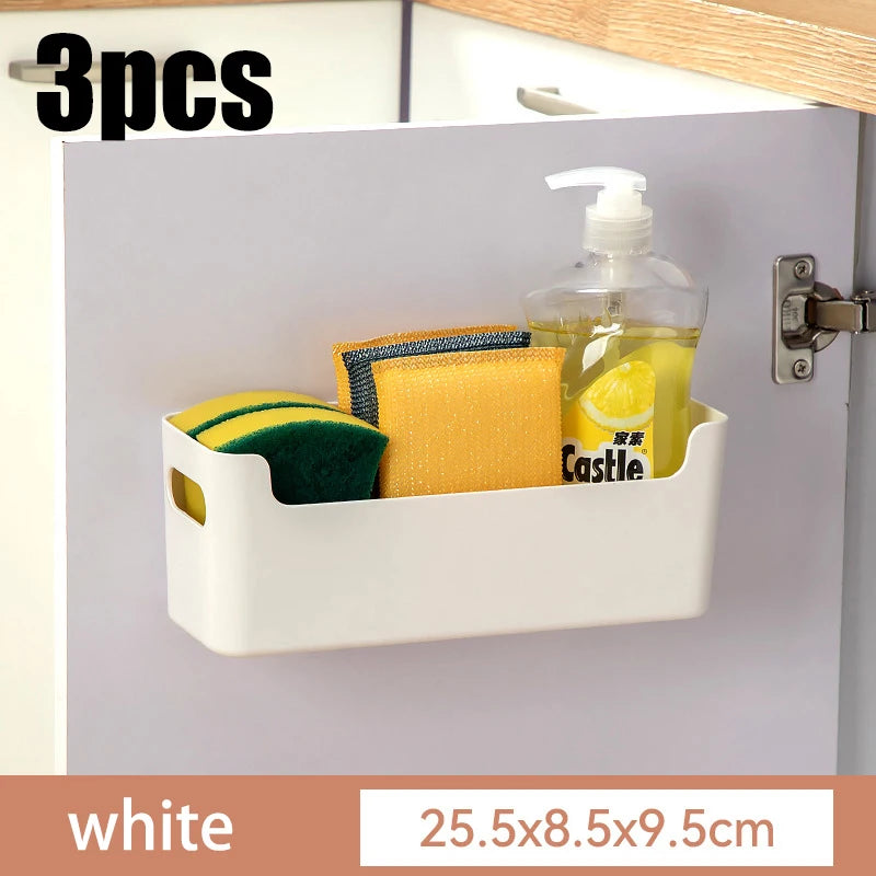 Adhesive Cabinet Door Storage Box for Kitchen Wraps A Small 3pcs