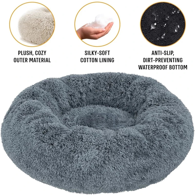 40-90cm 6 Sizes Round Pet Bed for Large Dog Bed Super Soft Cat Bed Plush Dog House for Medium Dog House Winter Warm Sleeping