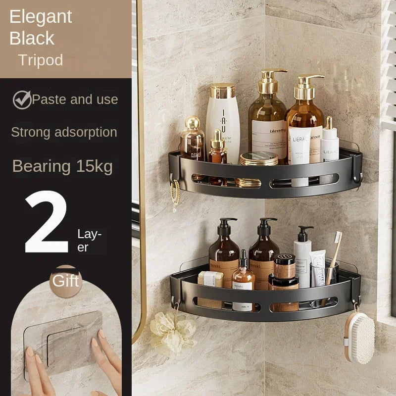 No Drill Plastic Bathroom Shampoo Shelf for Shower Walls