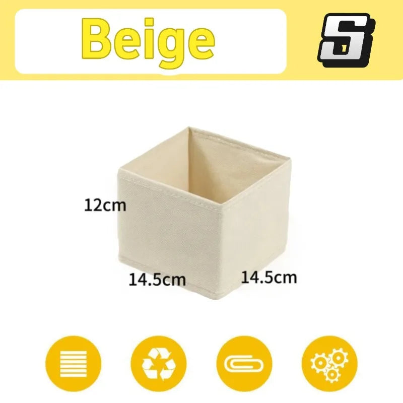 Fabric Underwear Drawer Storage Box for Socks and Clothing Beige-S