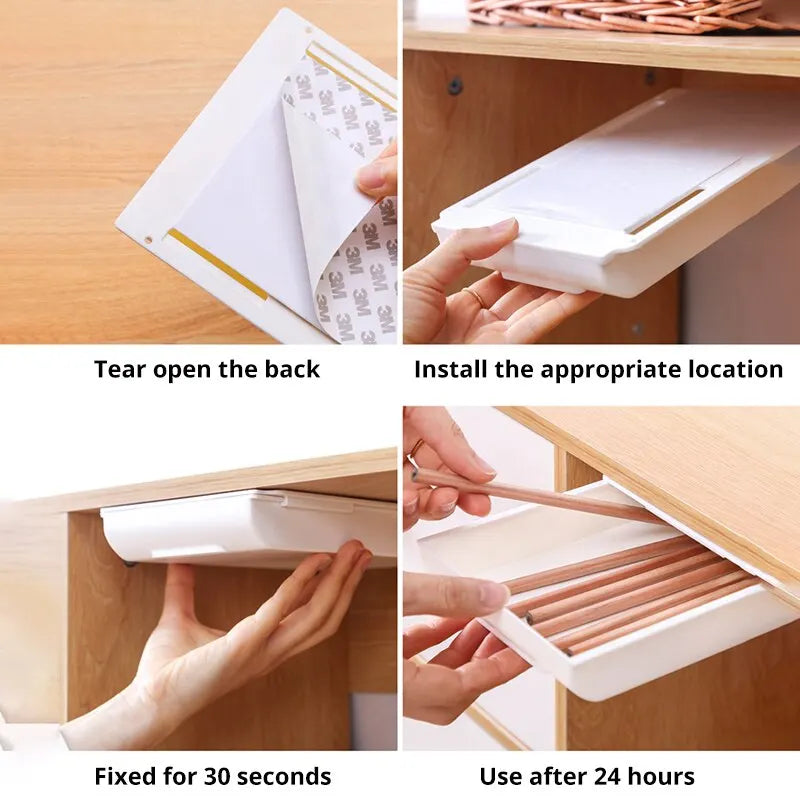 Self Adhesive PC Plastic Under Desk Drawer for Stationery
