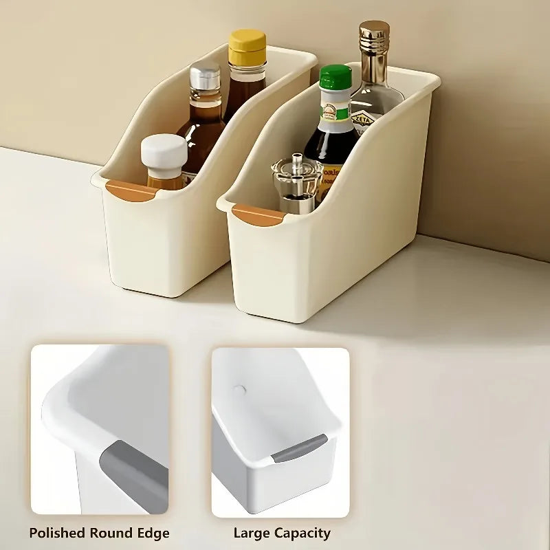 3-Piece Curved Design Storage Box - Heavy-Duty Plastic Organizer, Suitable for Organizing Under Sinks Food Cabinets and Cabinets