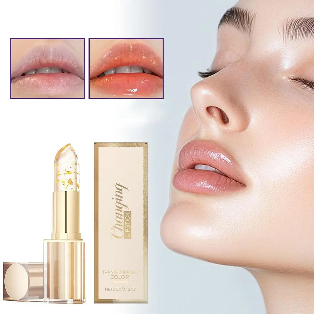 3.5g Transfer-Proof Color-Changing Lipstick Gold Leaf Discoloration Nourish Moisturize Water Light Softening Non-greasy Lip Blam