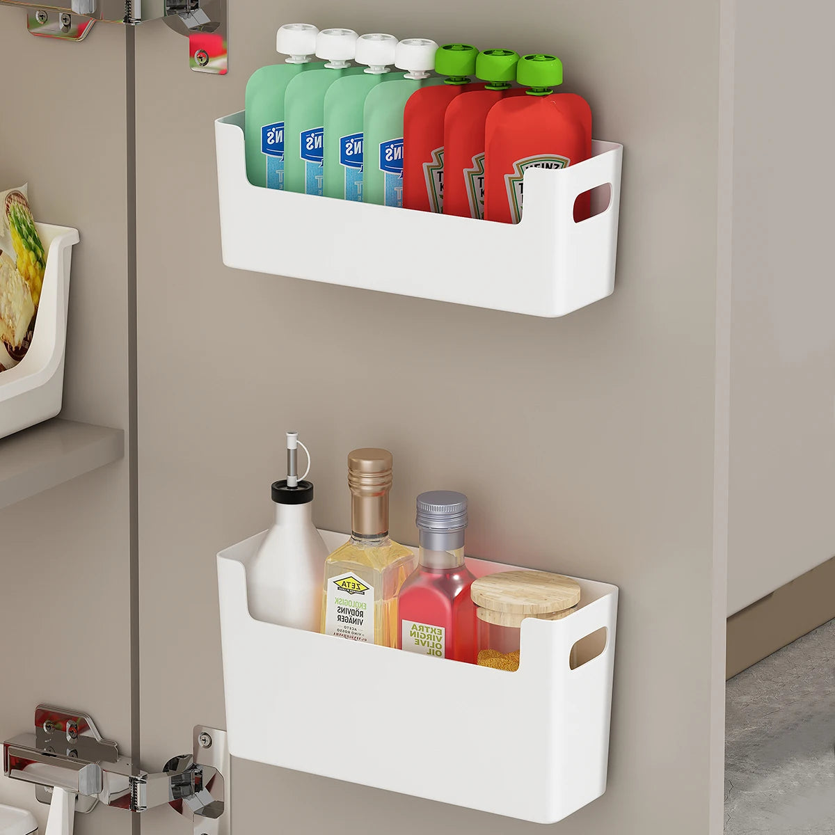 Self Adhesive Cabinet Door Storage Shelf for Kitchen Essentials