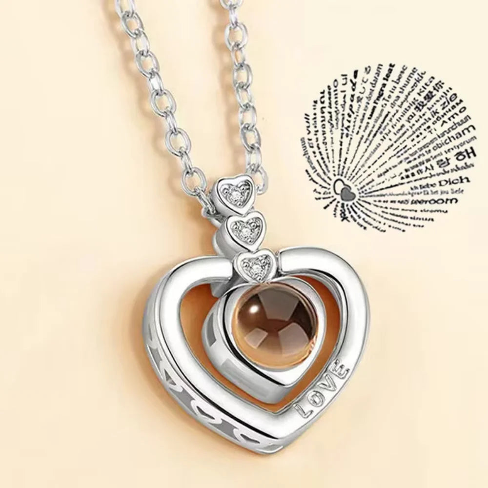 Couple Necklace, Symbol Of Love, Love Language, Text, Gift For The Other Half P04835-02 45cm