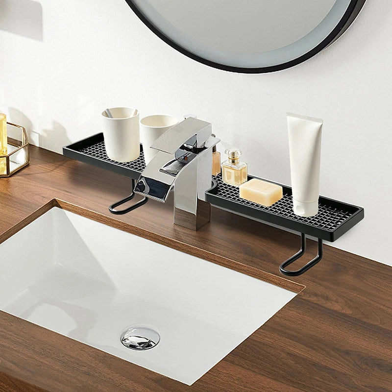 Easy Drainage Basket Bathroom Counter Shelves Bathroom Sink Shelf No Drilling Floating for Countertop Counter Home Pantry Vanity