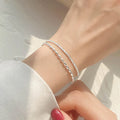 VENTFILLE 925 Sterling Silver Double Love Heart Hollow Round Beads Bracelet Female Fashion Romantic Jewelry Classic Adjustable 30HLZY6621