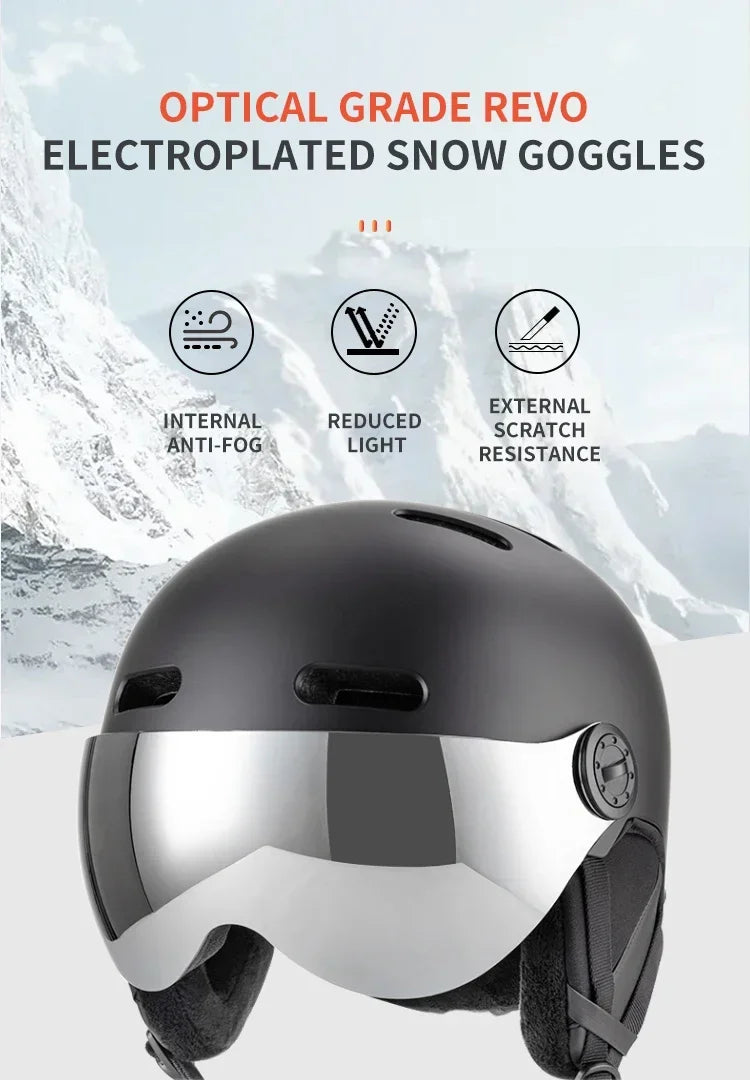 Seeker Ski Helmet with Goggles Winter Snow Helmet Outdoor Sports Alpine Skiing Skating Helmet Adult Men's and Women's Ski Helmet
