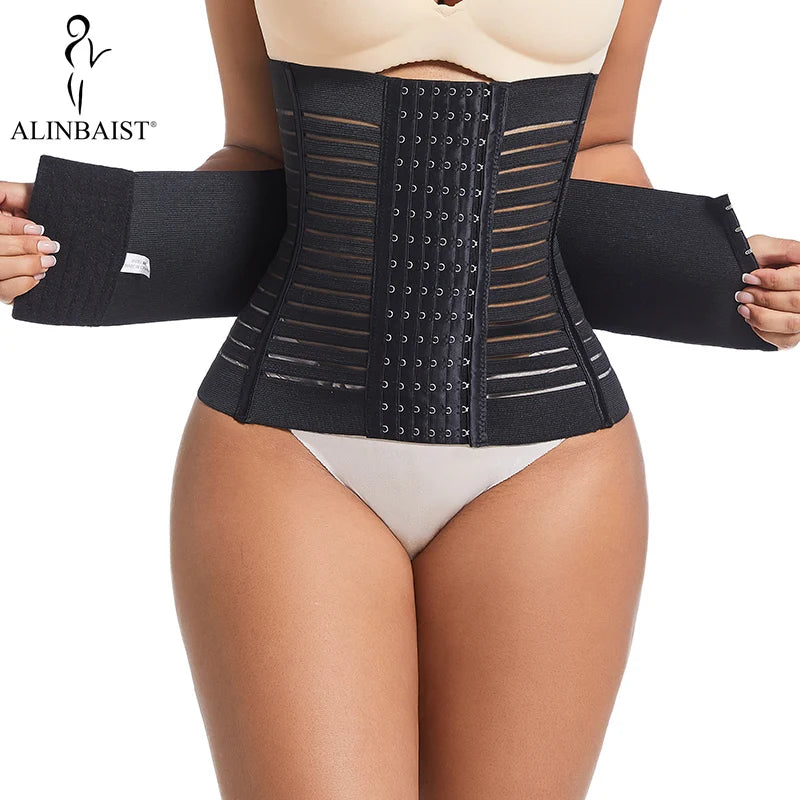 7-Bone Waist Trainer Corset Shapewear Women 6-Row Hook and Eye Closure Double Tummy Control Breathable Body Shaper