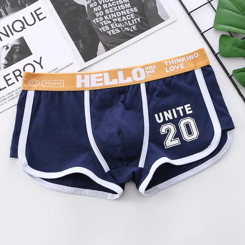 1/3/4 PCS Men's Underwear Boxer Shorts Sexy Panties Cotton Boxers Sports Comfort Man Underpants Shorts Homme U Convex Lingerie PD3205-Navyblue