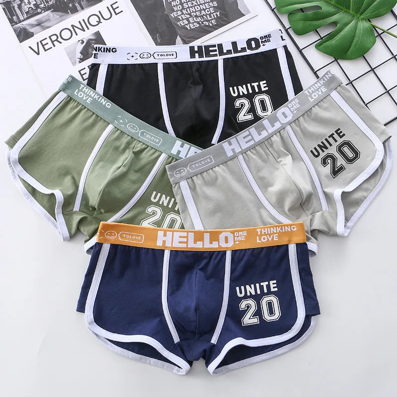 1/3/4 PCS Men's Underwear Boxer Shorts Sexy Panties Cotton Boxers Sports Comfort Man Underpants Shorts Homme U Convex Lingerie 4PD3205-3