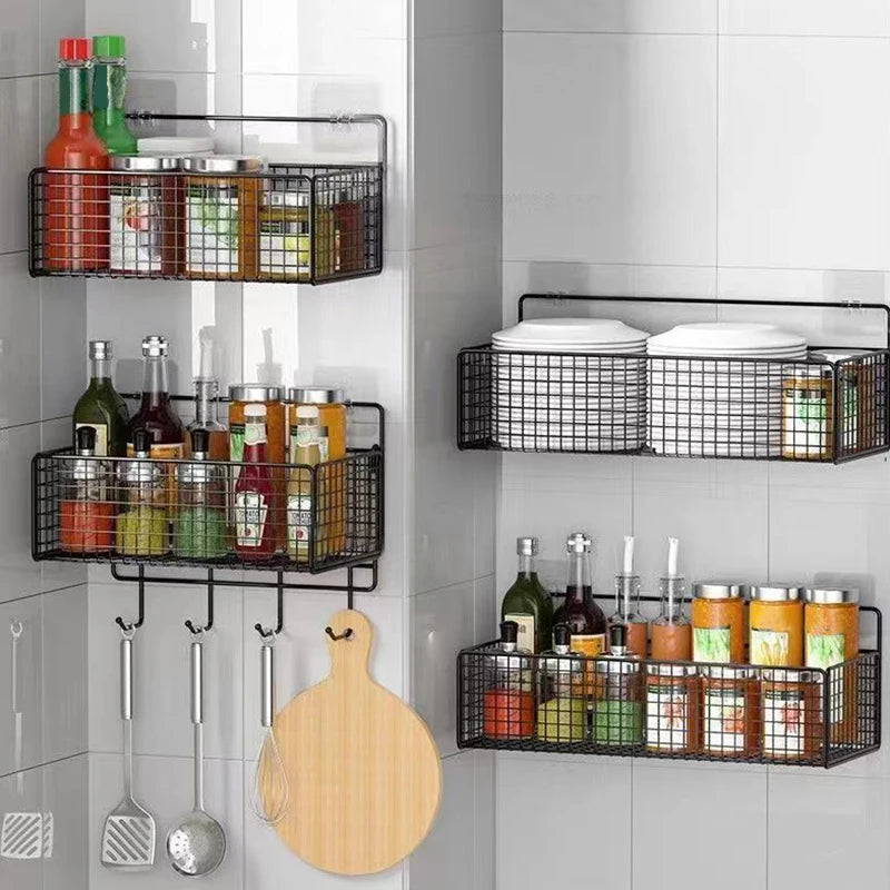 New Multifunctional Bathroom Organiser Toiletries Organiser No-Punch Bathroom Shelf Bathroom Kitchen Wall Mount Storage Rack