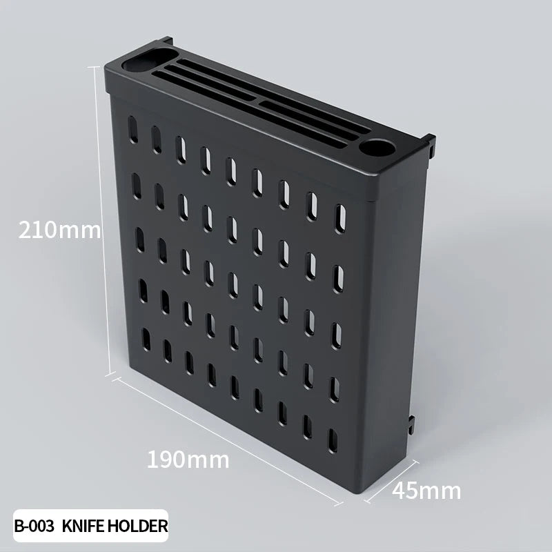 Pegboard Combination Desktop Storage Kit, Vertical and Clip-Type Pegboard Display Panels, Suitable for Home Office Storage. Black Knife holder