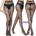 Women Sexy Fishnet Tights Jacquard Weave Seamless Pantyhose Yarns Garter Grid Fish Net Stockings Black Spider Gothic Lace Tights V6026 One Size