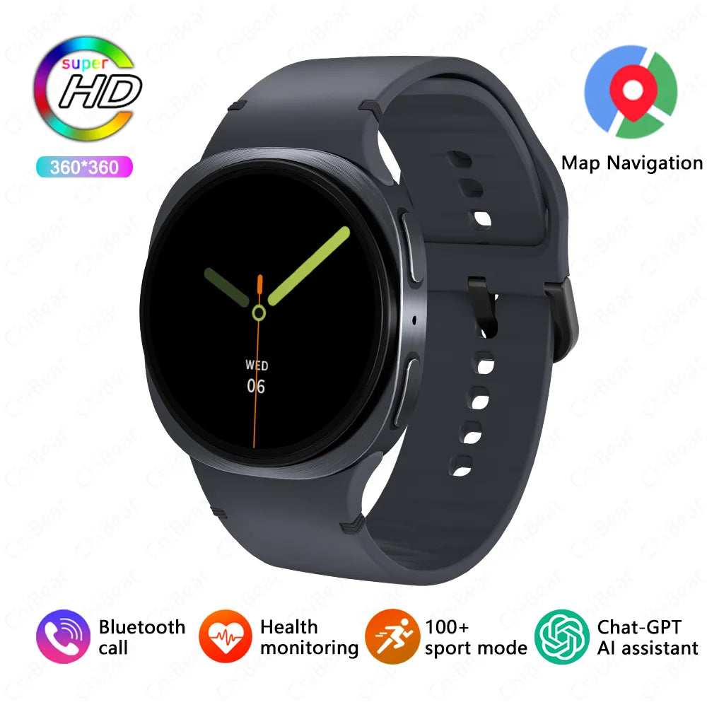 2025 Watch GPS Track Smart Watches For Men Women Sport Heart Rate Bluetooth Call NFC IP68 Waterproof Compass Smartwatch 8 Mini Black silicone belt